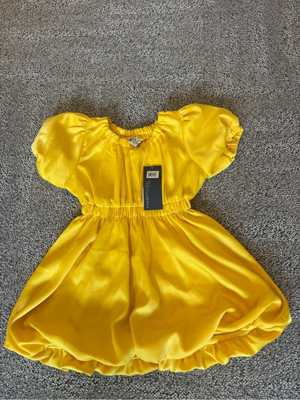 Bright Yellow Girls' Puff-Sleeve Dress by Habitual